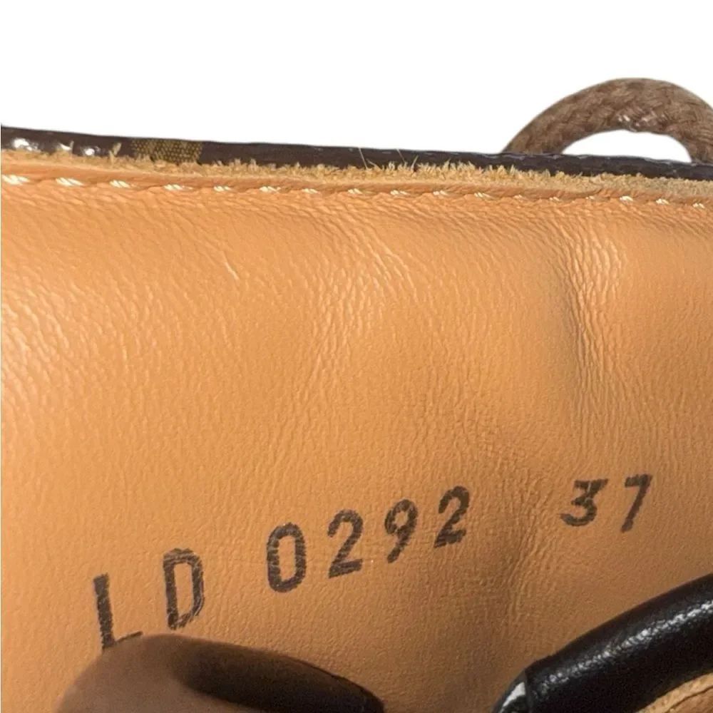 LOUIS VUITTON Black & Brown  LV Monogram Leather Sneakers EU37 - Picture 12 of 16